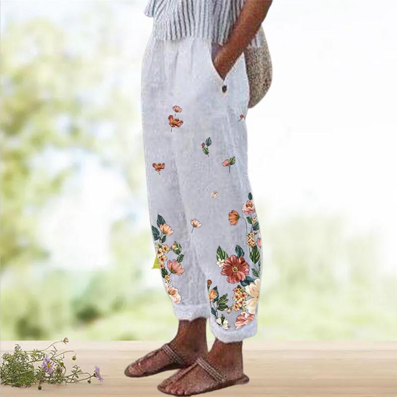 Cropped Pants - レディース ファッション 服 オシャレ カワイイ 女性用 シンプル プリント ポケット ワイドレッグ パンツ