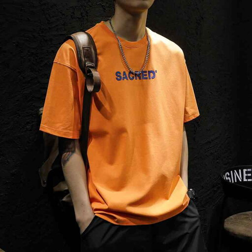 メンズ ファッション 男性用 オシャレ シンプル 大人 かっこいい 大きいサイズ ストリート 紳士服 綿 夏 オレンジ 半袖 T シャツ 半袖 メンズ ファッション 男性用 オシャレ シンプル 大人 かっこいい 大きいサイズ ストリート 紳士服 綿 夏 オレンジ 半袖 T シャツ 半袖