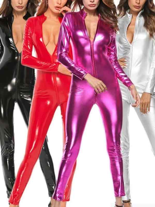 レディース ファッション 服 オシャレ カワイイ 女性用 シンプル スカルプティングパテントレザー ジャ..