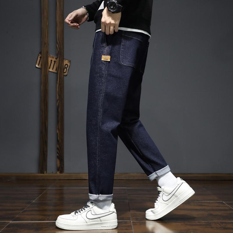 メンズ ファッション 服 男性用 オシャレ シンプル 大人 かっこいい ストリート メンズ 秋 ダークブルー ジーンズ メンズ ストレート ハイエンド デニム カラー パンツ