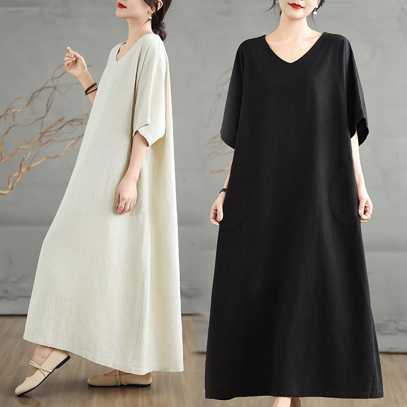 レディース ファッション 服 オシャレ カワイイ 女性用 シンプル 大きいサイズ コットン リネン 半袖 V..