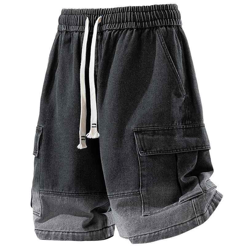 乐天商城 - メンズ ファッション 服 男性用 オシャレ シンプル 大人 かっこいい ストリート アメリカン デニムパンツ 夏 快適 通気性 ワイド レッグ カジュアル ワークウェア パンツ マルチ ポケット ストレッチパンツ