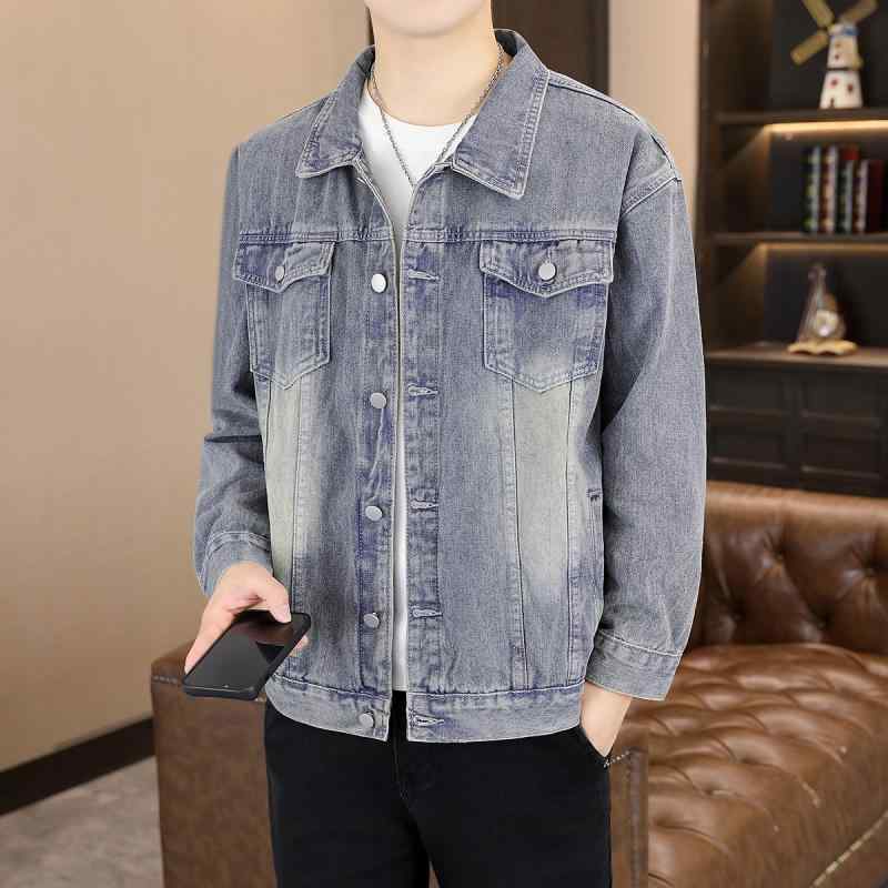 乐天商城 - メンズ ファッション 服 男性用 オシャレ シンプル 大人 かっこいい ストリート アメリカン デニム ジャケット スタイル カジュアル ハイエンド ウォッシュ ワークウェア ジャケット