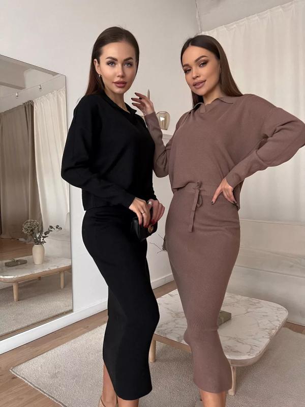 乐天商城 - レディース ファッション 服 オシャレ カワイイ 女性用 シンプル ニット セーター スカート スーツ