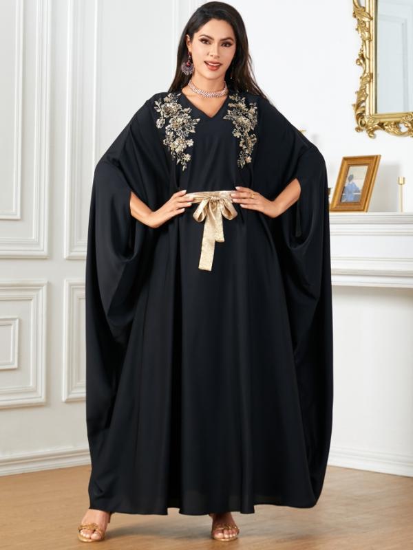 レディース ファッション 服 オシャレ カワイイ 女性用 シンプル アラビアン 服 ゆったり ロング スカート バットスリーブ ローブ 大きめサイズ ドレス