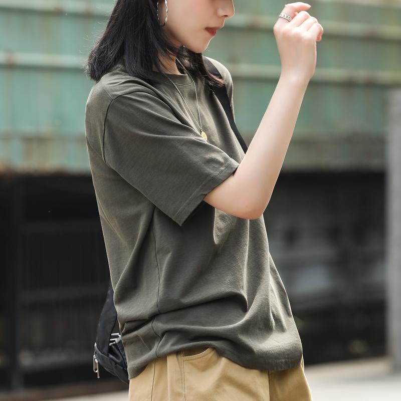 レディース ファッション オシャレ 服 女性用 シンプル 大人カワイイ 婦人服 アーミーグリーン 綿 半袖 T シャツ 夏 カジュアル スポーツ シャツ ワークウェアトップス