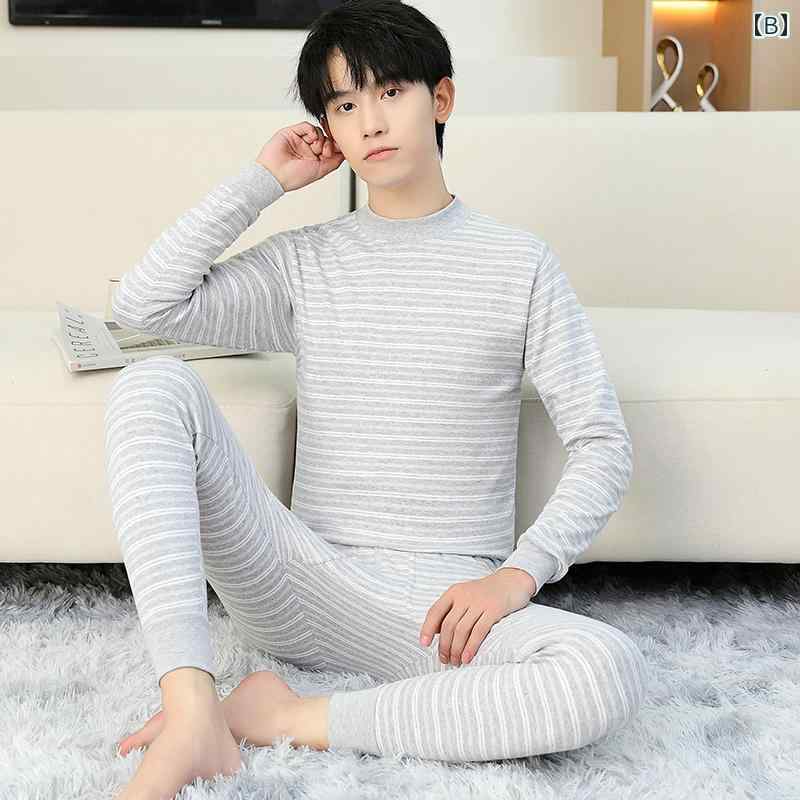 メンズ ファッション 服 男性用 オシャレ シンプル 大人 かっこいい ストリート ストライプ 秋服 秋 ズボン 半襟 保温下着 セット 綿