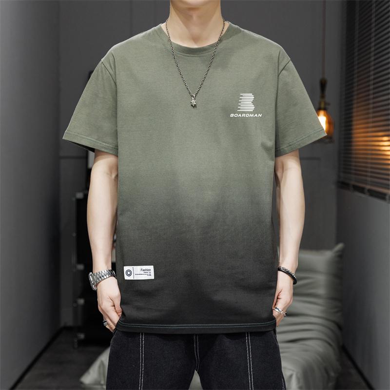 Shirts, T-Shirts - メンズ ファッション 服 男性用 オシャレ シンプル 大人 かっこいい ストリート グラデーション Tシャツ 夏 綿 半袖 シャツ カジュアル ラウンドネック 半袖