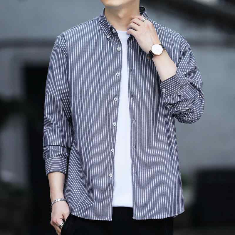 メンズ ファッション 服 男性用 オシャレ シンプル 大人 かっこいい ストリート 春 ストライプ 長袖 シャツ ビジネス カジュアル コットン トップス ジャケット