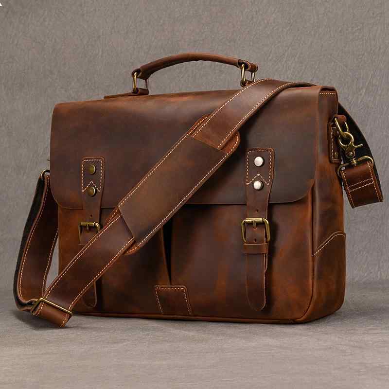 Other - メンズ 鞄 カバン バック ファッション オシャレ アイテム 小物 レトロ レザー メッセンジャー バッグ 最上層牛革 メンズ ポータブル ブリーフ ケース 革 ショルダー コンピュータ PC 収納 バッグ
