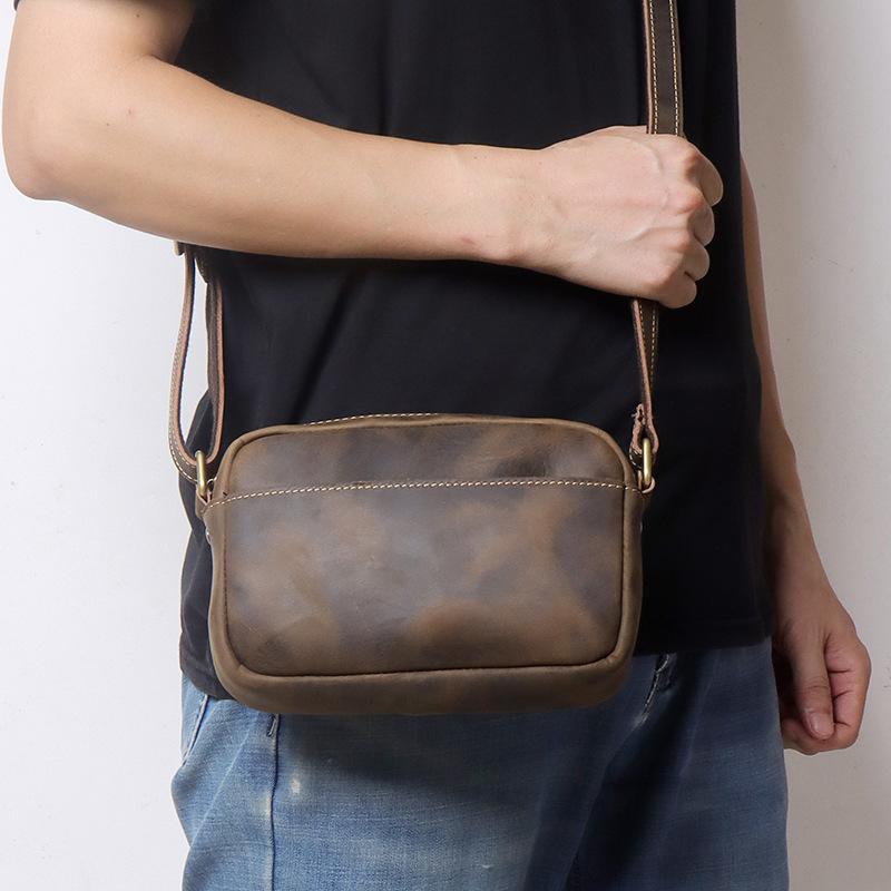 メンズ 鞄 カバン バック ファッション オシャレ アイテム 小物 シンプル レトロ トップレイヤー 牛革 メンズ スクエア バッグ レザー カジュアル ショルダー バッグ 革 メッセンジャー バッグ