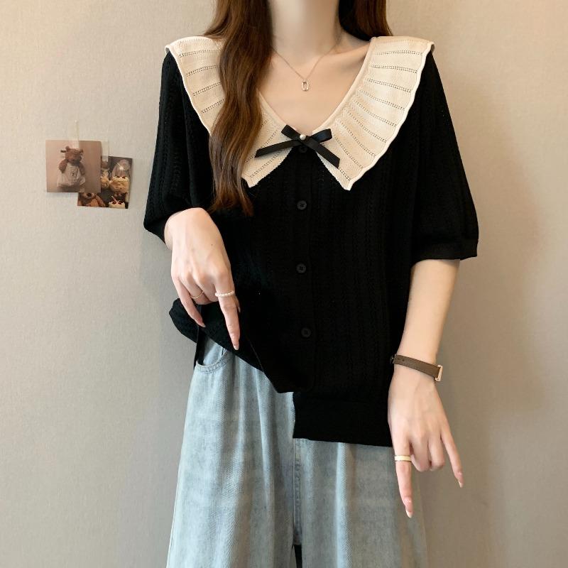 秋コーデ レディース ファッション ゆったり ストレート ショルダー 半袖 Tシャツ 服 ドール カラー 軽量 ハイエンド トップス