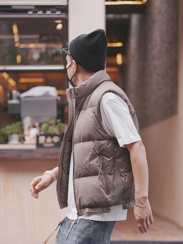 メンズ ファッション 服 男性用 オシャレ シンプル 大人 かっこいい 大きいサイズ ストリート 紳士服 アメリカン ベーシック 無地 スタンドカラー ダウン ベスト シンプル カジュアル チョッキ ベスト