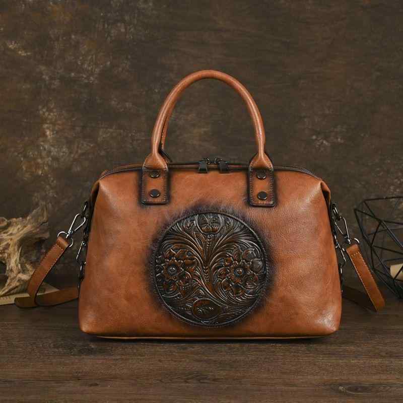 メンズ 鞄 カバン バック ファッション オシャレ アイテム 小物 タンニン なめし トップレイヤー 牛革 ハンド バッグ レディース レトロ カジュアル エンボス 大容量 通勤 バッグ バック パック