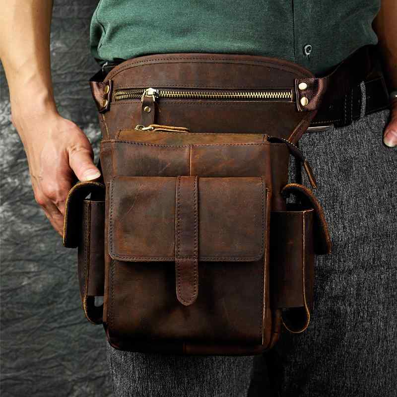 メンズ 鞄 カバン バック ファッション オシャレ アイテム 小物 タクティカル ウエスト バッグ ハンギング 多機能 レッグ バッグ 革 メンズ 最上層牛革 レザー 大容量