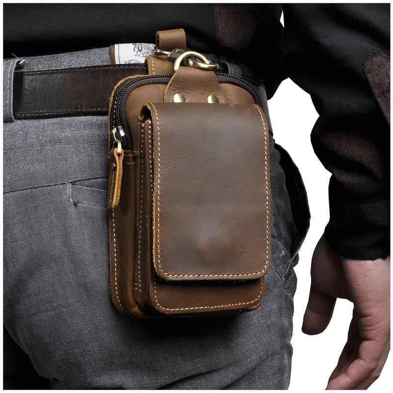 メンズ 鞄 カバン バック ファッション オシャレ アイテム 小物 レトロ トップレイヤー 牛革 メンズ スマホ バッグ ウエスト レザー ベルト