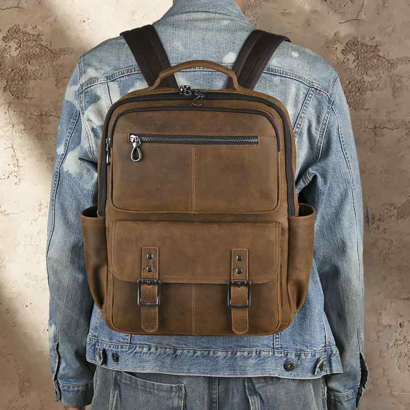 メンズ 鞄 カバン バック ファッション オシャレ アイテム 小物 トップレイヤー 牛革 バック パック カジュアル 革 パック アメリカン レトロ レザー コンピュータ PC 収納 ー バッグ 旅行