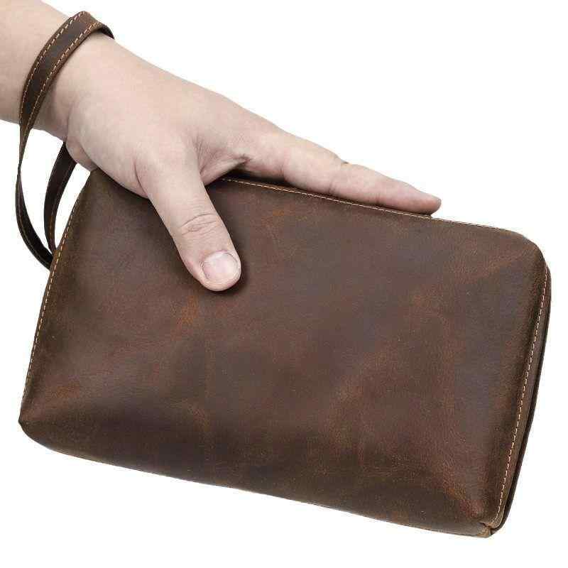 メンズ 鞄 カバン バック ファッション オシャレ アイテム 小物 ブラシ レトロ レザー メンズ クラッチ リスト ストラップ付き 携帯電話 収納 バッグ ウォレット