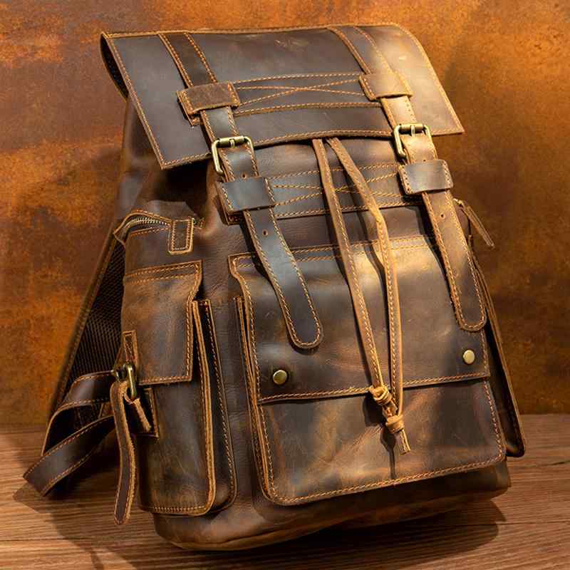 Other - メンズ 鞄 カバン バック ファッション オシャレ アイテム 小物 レトロ レザーバック パック メンズ 大容量 トラベル バック メンズ コンピュータ PC 収納 バッグ アメリカン