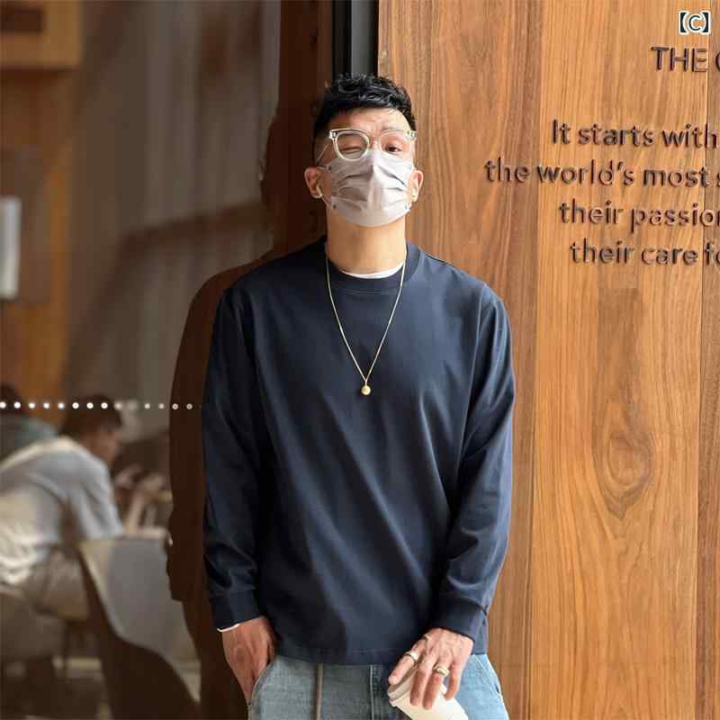 メンズ ファッション 服 男性用 オシャレ シンプル 大人 かっこいい 大きいサイズ ストリート 紳士服 シンプル パッチワーク 白 長袖 T シャツ 秋 厚手 カジュアル シャツ プルオーバー トップス