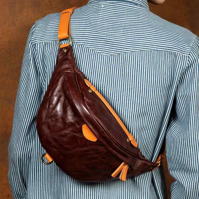 メンズ 鞄 カバン バック ファッション オシャレ アイテム 小物 牛革 チェスト バッグ レトロ カジュア..