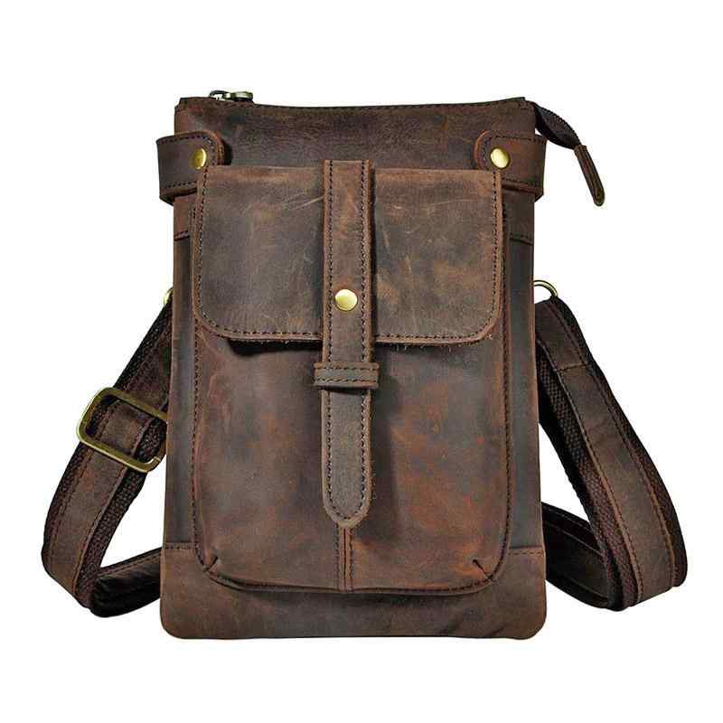 メンズ ファッション オシャレ アイテム 小物 レトロ 牛革 メッセンジャー バッグ 革 カジュアル ウエスト バッグ ショルダー バッグ