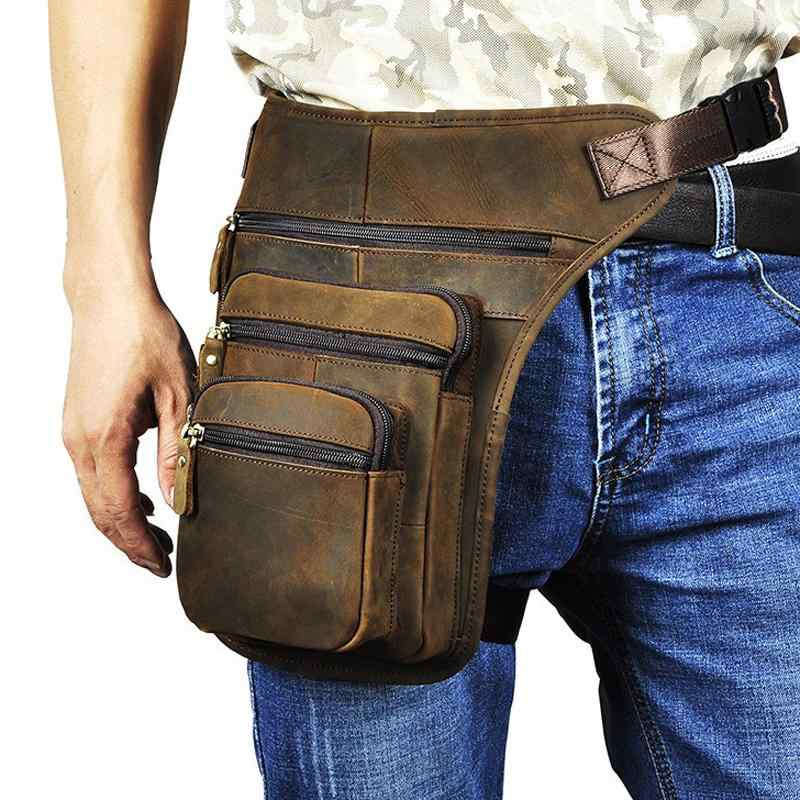 メンズ ファッション オシャレ アイテム 小物 クホースレザー ウエスト バッグ 第一層 牛革 バイク バッグ 革 スマホ バッグ レトロ アウトドア クライミング ショルダー レッグ バッグ