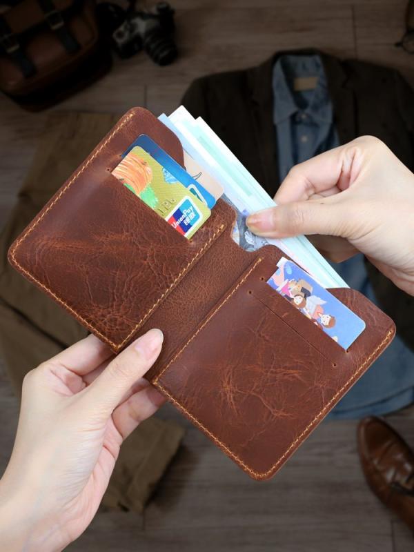 メンズ ファッション オシャレ アイテム 小物 牛革 レトロ 財布 シンプル レザー縦型 財布 クホースレザー オールド ウォレット カード バッグ