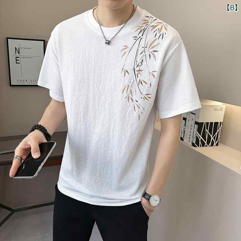 メンズ ファッション 服 男性用 オシャレ シンプル 大人 かっこいい ストリート 半袖 Tシャツ 通気性 リネン 夏 半袖