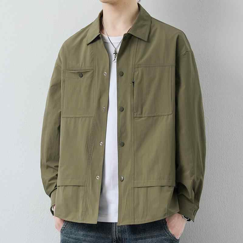 メンズ ファッション 服 男性用 オシャレ シンプル 大人 かっこいい ストリート ジャケット ジッパー 長袖 シャツ ハイエンド シャツ アウターウェア