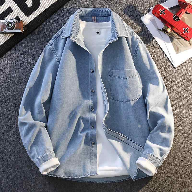 メンズ ファッション 服 男性用 オシャレ シンプル 大人 かっこいい ストリート 春 ジャケット 長袖 デニム シャツ ゆったり レトロ シャツ 薄手 秋 スタイル