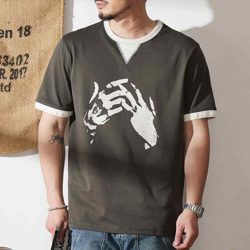 Rakuten - メンズ ファッション 服 男性用 オシャレ シンプル 大人 かっこいい ストリート アメリカン レトロ 半袖 Tシャツ 夏 プリント 綿 半袖