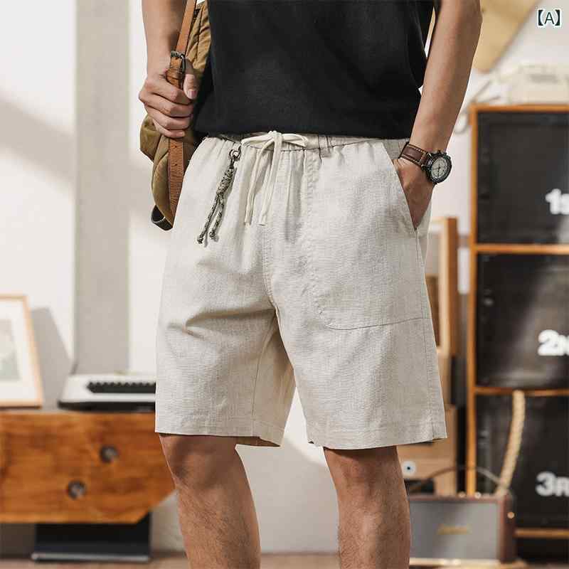 メンズ ファッション 服 男性用 オシャレ シンプル 大人 かっこいい ストリート アメリカン レトロ コットン リネン 通気性 カジュアル パンツ ゆったり ワーク ウェア パンツ 夏 薄手