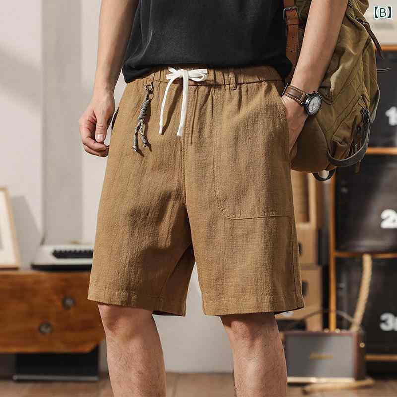 メンズ ファッション 服 男性用 オシャレ シンプル 大人 かっこいい ストリート アメリカン レトロ コットン リネン 通気性 カジュアル パンツ ゆったり ワーク ウェア パンツ 夏 薄手