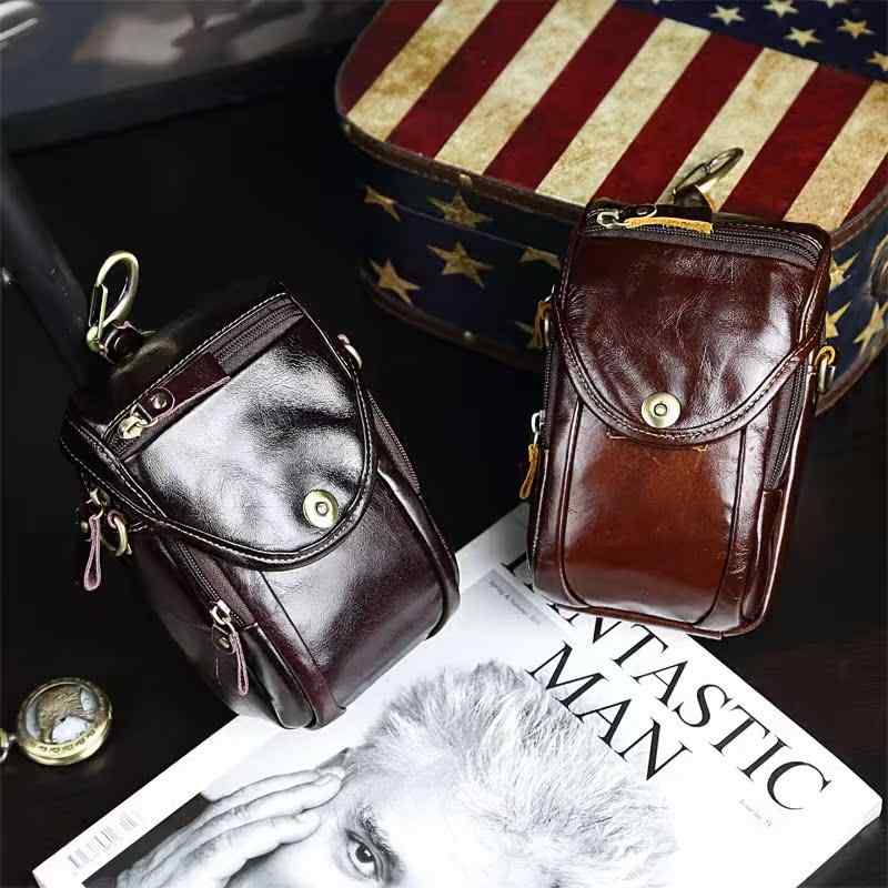 メンズ 鞄 カバン バック ファッション オシャレ アイテム 小物 レトロ レザー スマホ バッグ 第1層 牛革 ショルダー クロス ボディ バッグ カジュアル メンズ ウエスト バッグ