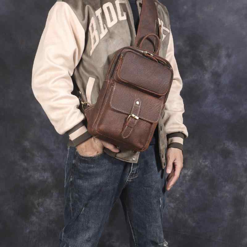 メンズ 鞄 カバン バック ファッション オシャレ アイテム 小物 レザー アメリカン レトロ メンズ チェスト バッグ バック パック 最上層牛革 メッセンジャー バッグ 革 ショルダー バッグ
