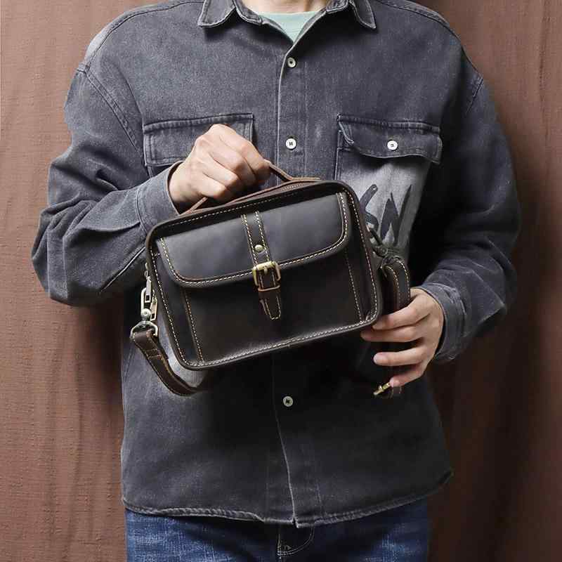 メンズ 鞄 カバン バック ファッション オシャレ アイテム 小物 メンズ 単品 ショルダー メッセンジャー バッグ 最上層牛革 レトロ バック パック 横型 レザー ハンドヘルド メッセンジャー バッグ