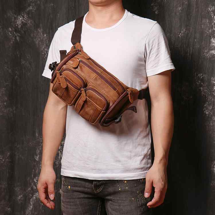 メンズ 鞄 カバン バック ファッション オシャレ アイテム 小物 メンズ ウエスト バッグ 革 カジュアル ショルダー メッセンジャー バッグ 多機能 最上層牛革 アウトドア チェスト スマホ