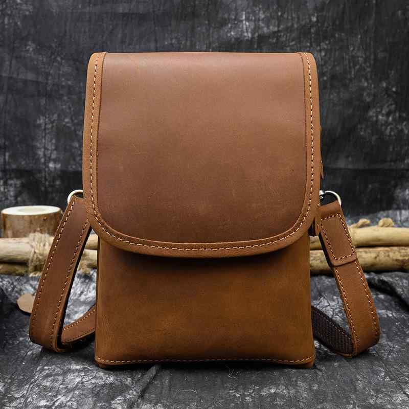 Other - メンズ 鞄 カバン バック ファッション オシャレ アイテム 小物 ヴィンテージ マルチレイヤー メンズ 革 ウエスト バッグ レザーショルダー バッグ 牛革 ミニ クロス ボディ バッグ ハンギング