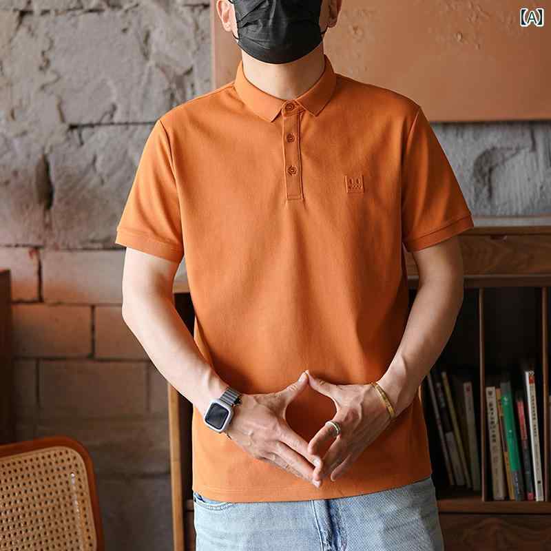 メンズ ファッション 服 男性用 オシャレ シンプル 大人 かっこいい 大きいサイズ ストリート 紳士服 アメリカン シンプル 立体 笑顔 半袖 ポロシャツ 夏 ライト ビジネス カジュアル T シャツ(4.0)