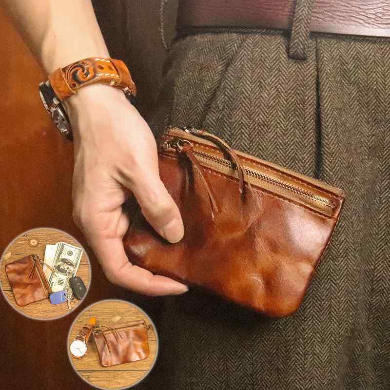 メンズ 鞄 カバン バック ファッション オシャレ アイテム 小物 最上層牛革 小銭入れ レトロ 和 アンティーク調 財布 プリーツ ファッション