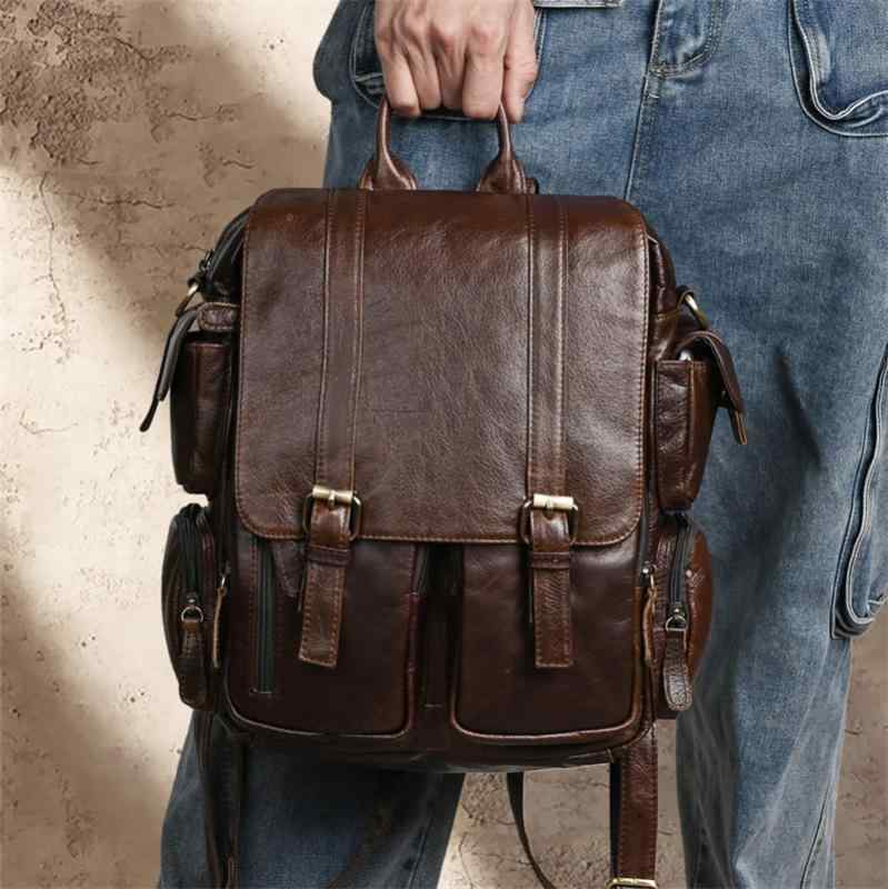 楽天リコットメンズ ファッション オシャレ アイテム 小物 レトロ オイル 革 バックパック 14インチ コンピュータ PC バッグ レディース カレッジ スタイル 多機能 実用的 バックパック