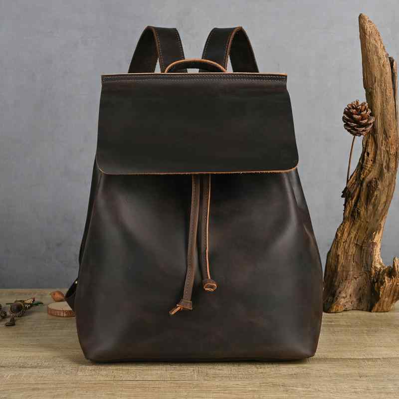 メンズ ファッション オシャレ アイテム 小物 レトロ クホースレザー バックパック アウトドア カジュアル 大容量 ユニセックス バックパック 革