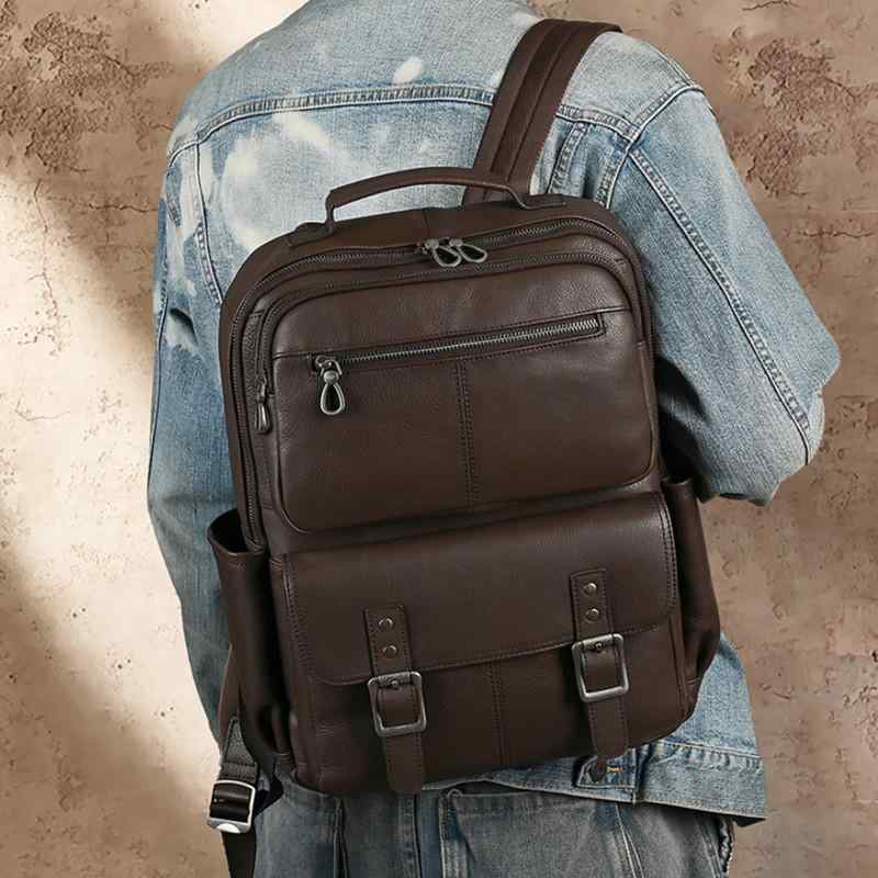 楽天リコットメンズ ファッション オシャレ アイテム 小物 革 バックパック 大容量 バックパック スタイル カジュアル 旅行 スクール バッグ 第一層 牛革 バックパック