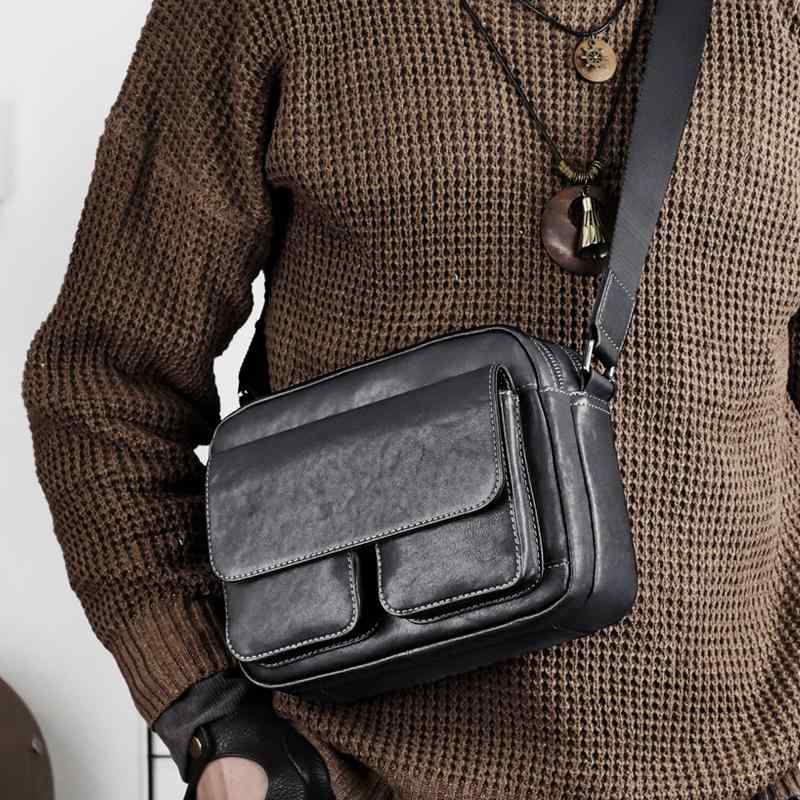メンズ ファッション オシャレ アイテム 小物 革 メッセンジャー バッグ トップレイヤー なめし 牛革 ショルダー メッセンジャー バッグ カジュアル レトロ バックパック