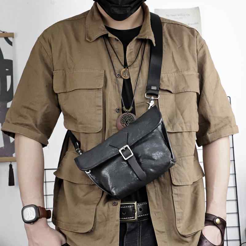 メンズ ファッション オシャレ アイテム 小物 タンニン なめし 牛革 ミニ ショルダー クロスボディ バッグ ポータブル サマーレザー スマホ カジュアル レトロ バックパック