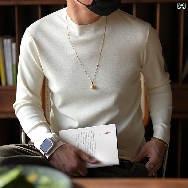 メンズ ファッション 服 男性用 オシャレ シンプル 大人 かっこいい 大きいサイズ ストリート 紳士服 シンプル 無地 暖かい 長袖 セーター ハーフ タートルネック ベルベット インナー スリム セーター