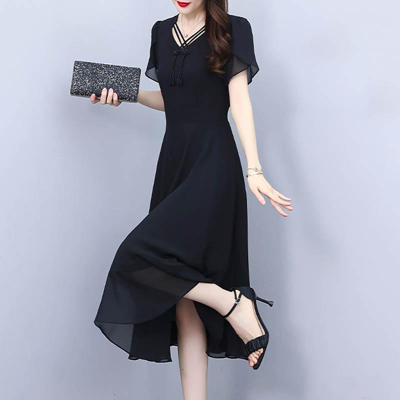 Rakuten - 秋コーデ レディース ファッション 女性用 シフォン ドレス スタイル ウエスト 半袖 ミディアム スカート