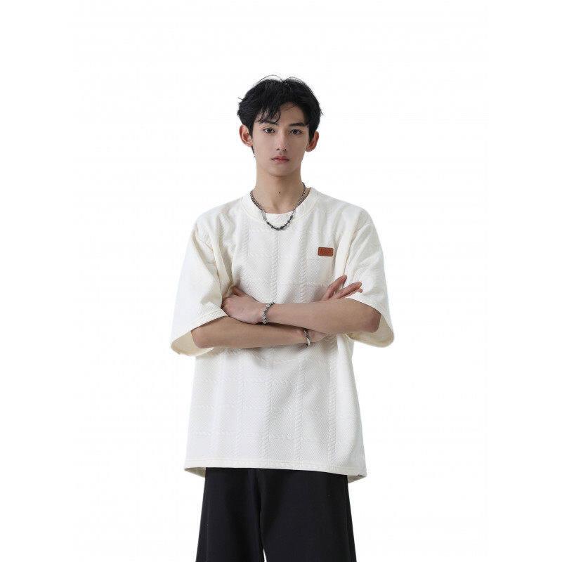 メンズ ファッション 服 男性用 オシャレ シンプル 大人 かっこいい ストリート 秋コーデ ジャカード ショート袖 Tシャツ ラウンドネック ゆったり スタイル 快適 カジュアル スポーティー 通気性 素材 快適