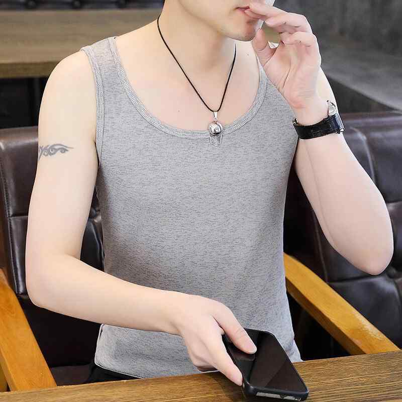 メンズ ファッション 服 男性用 オシャレ シンプル 大人 かっこいい ストリート 秋コーデ 夏 冷感 タンクトップ カジュアル 無地 グレー ラウンドネック シンプル